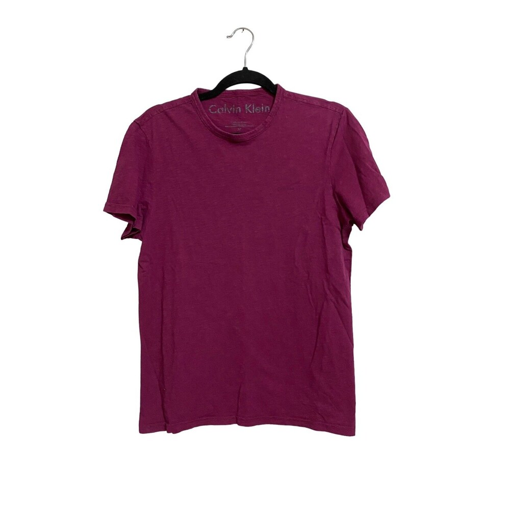 Calvin Klein T-Shirt Small Magenta 100% Cotton Slub Knit Crew Neck